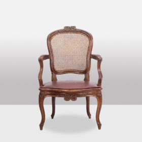 Pair of “Cabriolet” Armchairs in Walnut and Canework, Louis XV Period