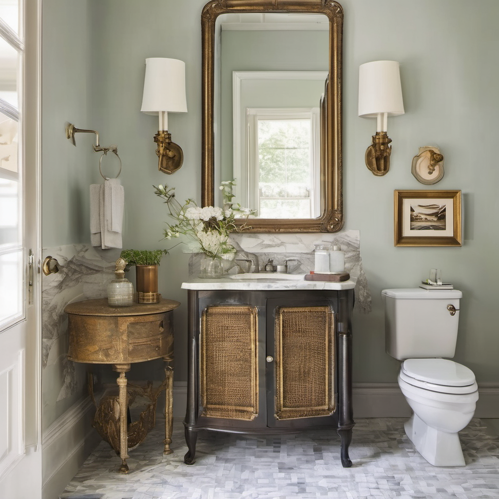 place an antique side table in your bathroom