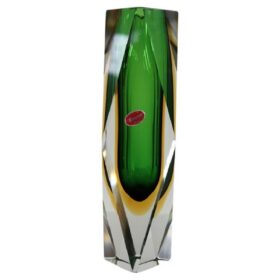 Italian Murano Art Glass Tall Vase by Flavio Poli, 1960s with Original Label