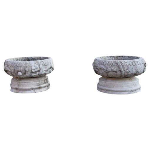 Pair of Marble Garden Vases - Styylish