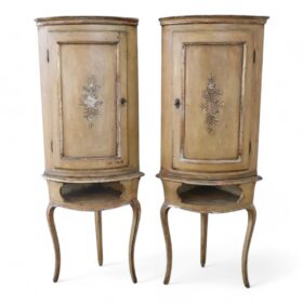 Antique Corner Cabinets in Poplar Wood, Louis XV Italy Mid 18th Century