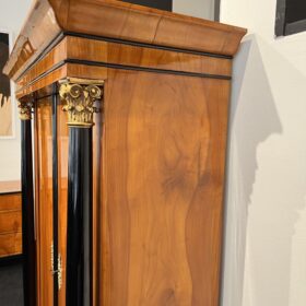 Biedermeier Armoire with Columns, Cherry Veneer, Brass, Austria circa 1820