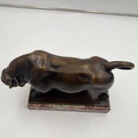 Art Deco Bull Sculpture, Bronze, Marble, France circa 1930