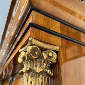 Biedermeier Armoire with Columns, Cherry Veneer, Brass, Austria circa 1820