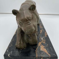 Solid Bronze Panther Sculpture - Front Face View - Styylish