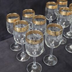 Set of 18 Classical Crystal Glasses - Gold Tops - Styylish