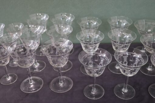 Crystal Glasses Set of 28 - Etching Glass Detail - Styylish