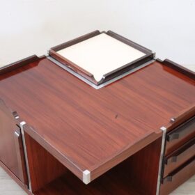 Mid-century Italian Wooden Square Storage Coffee Table