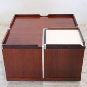 Mid-century Italian Wooden Square Storage Coffee Table