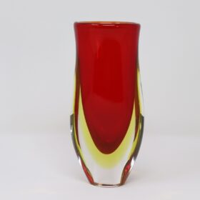 Art Glass Ruby Red Small Vase by Flavio Poli for Seguso, Murano Italy 1960s