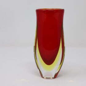 Art Glass Ruby Red Small Vase by Flavio Poli for Seguso, Murano Italy 1960s