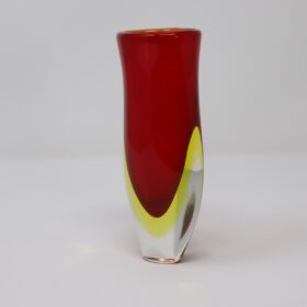 Art Glass Ruby Red Small Vase by Flavio Poli for Seguso, Murano Italy 1960s