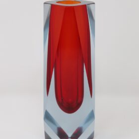 Red Art Glass Vase, Flavio Poli for A. Mandruzzato, Murano 1960s