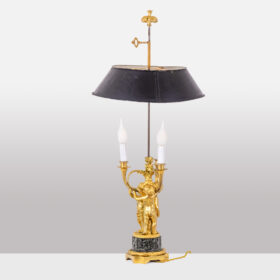 Bouillotte Lamp in Gilded Bronze and Marble, Circa 1900