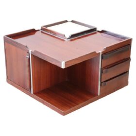 Mid-century Italian Wooden Square Storage Coffee Table