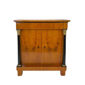 Biedermeier Half-Cabinet, Cherry Veneer, Full Columns, Southern Germany, circa 1820