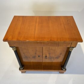 Biedermeier Half-Cabinet, Cherry Veneer, Full Columns, Southern Germany, circa 1820