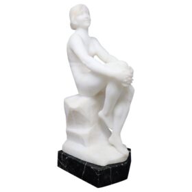 White Marble of Carrara, Nude Woman Sculpture, Italy 1920s