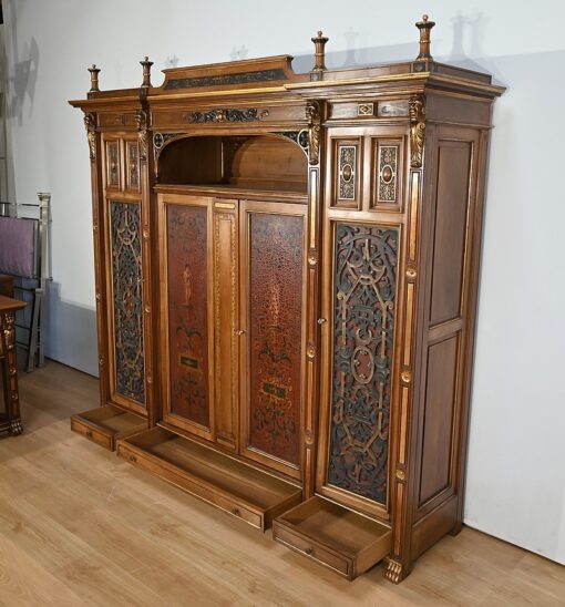 Italian Renaissance Study and Desk - Side Profile with Drawers Open - Styylish