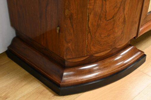 Burl Walnut Mirrored Cabinet- lower detail of left side- Styylish