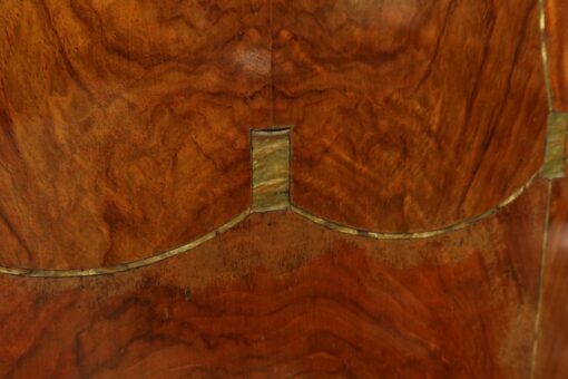 Burl Walnut Mirrored Cabinet- detail of marquetry- Styylish