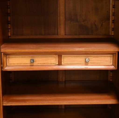 Burl Walnut Mirrored Cabinet- detail of interior with drawer- Styylish