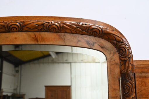 Burl Walnut Mirrored Cabinet- detail of carving 2- Styylish