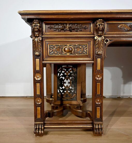 Italian Renaissance Study and Desk - Desk Front Carving - Styylish