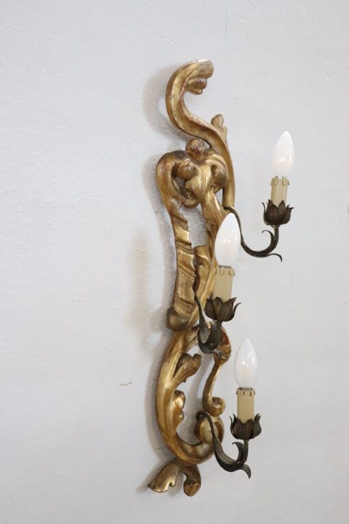 Gilded Wood Wall Sconce- side view- Styylish