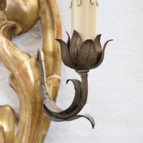 Gilded Wood Wall Sconce, Italy 1930s