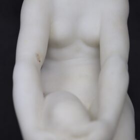 White Marble of Carrara, Nude Woman Sculpture, Italy 1920s