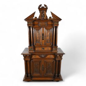 Small Two-Body Buffet in Solid Walnut, Renaissance Style – Mid-19th Century