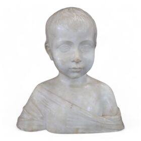 Sculpture in White Marble of Carrara, Bust of a Child, Italy