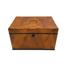 Large Biedermeier Box or Chest, Walnut Veneer, Brass, South Germany circa 1820