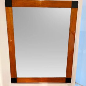 Biedermeier Mirror, Cherry Wood, Ebonized Corners, South Germany circa 1820