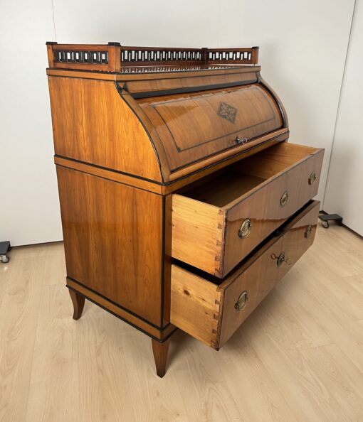 Biedermeier Roll-Top Desk - Side Detail With Drawers - Styylish