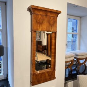 Large Early Biedermeier Wall Mirror, Cherry Veneer, South Germany circa 1820