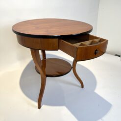 Round Biedermeier Side Table - Drawer Out - Styylish