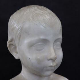 Sculpture in White Marble of Carrara, Bust of a Child, Italy