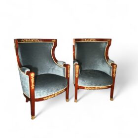 Pair of French Empire Barrel Armchairs, 19th century