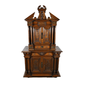 Small Two-Body Buffet in Solid Walnut, Renaissance Style – Mid-19th Century