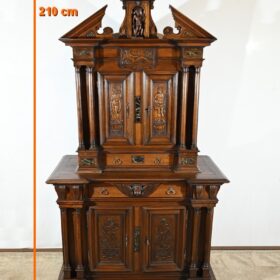 Small Two-Body Buffet in Solid Walnut, Renaissance Style – Mid-19th Century