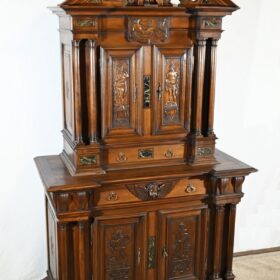 Small Two-Body Buffet in Solid Walnut, Renaissance Style – Mid-19th Century