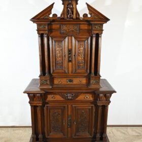 Small Two-Body Buffet in Solid Walnut, Renaissance Style – Mid-19th Century