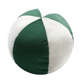 Velvet Ball Cushion Green And White