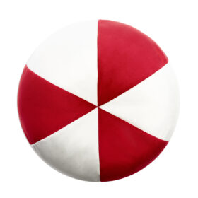 Velvet Ball Cushion Red And White