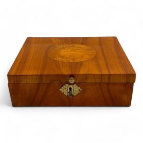 Biedermeier Jewelry Box, Cherry Wood, Ash, Brass, Southern Germany circa 1820