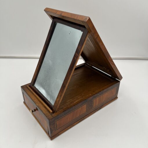 Biedermeier Jewelry Box Walnut - Folded Open with Mirror - Styylish