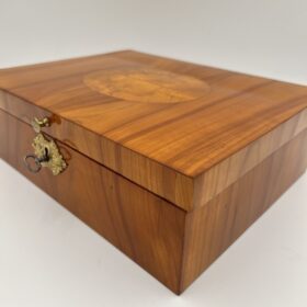 Biedermeier Jewelry Box, Cherry Wood, Ash, Brass, Southern Germany circa 1820