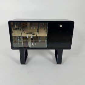 Small Art Deco Bar Cabinet, Black Lacquer, France circa 1930